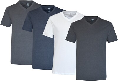 4er Pack V-Ausschnitt T-Shirts Kurzarm Uni Tops Classic Essential Tees Multipack