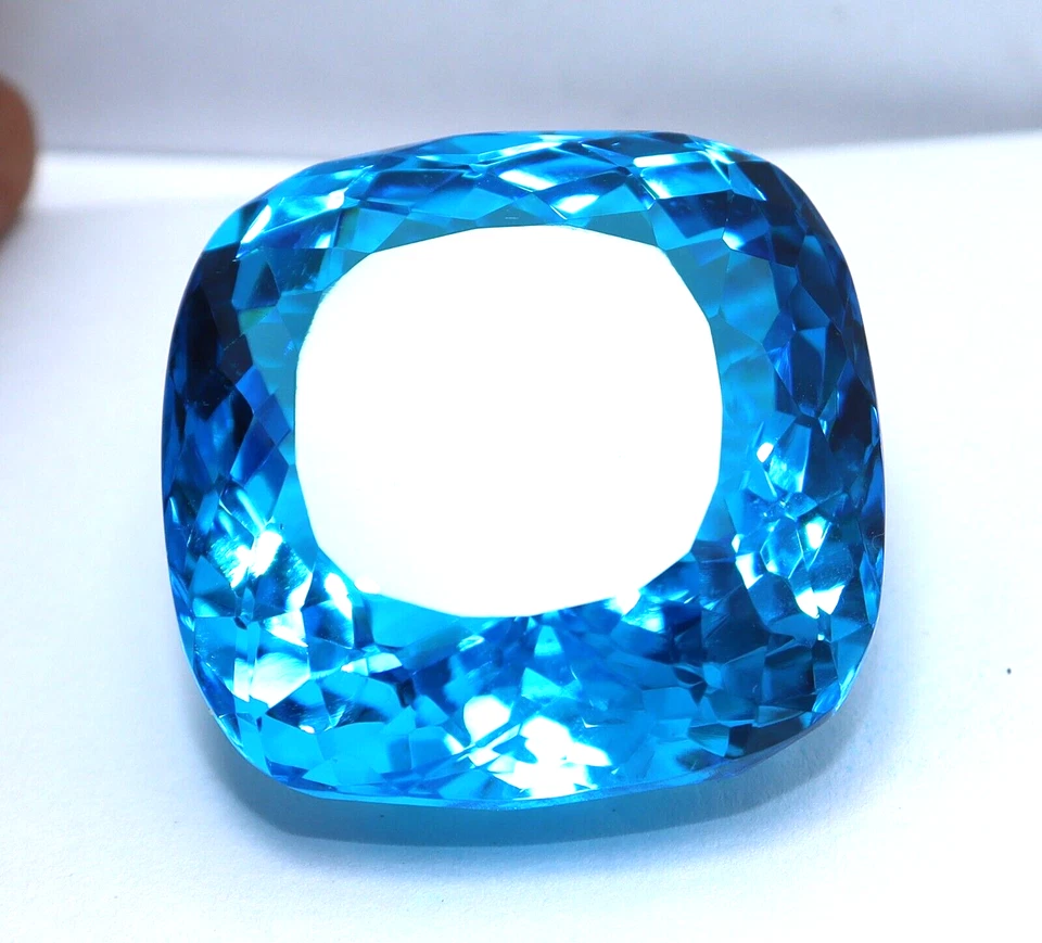 Topacio Azul Natural Brasileño 1000 Ct Forma Cojín Suelto Piedra Preciosa Certificada Foto 4 de 4