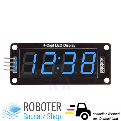 7-Segment Display Modul 4-stellig blau TM1637 0.56'' Arduino ESP32 Raspberry Pi