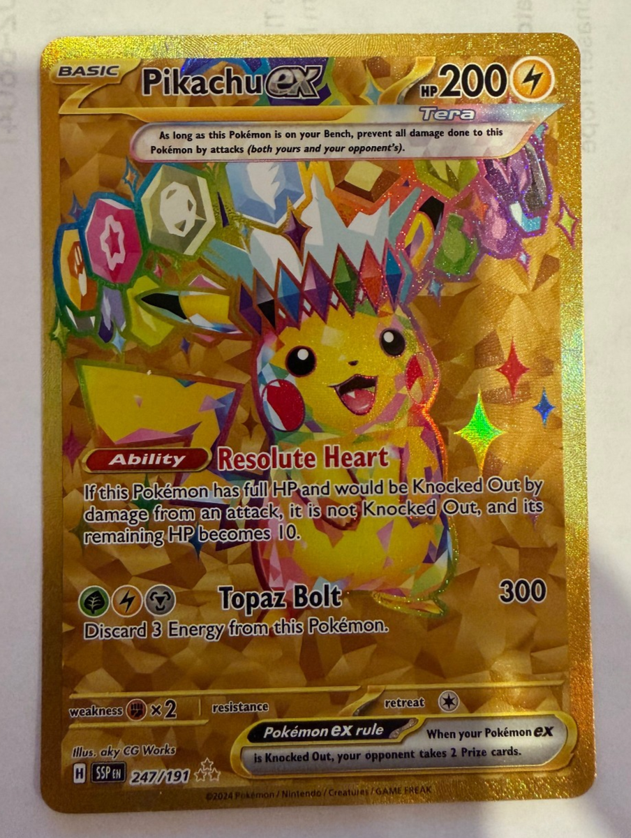 Pokemon TCG New Set Pikachu 247/191 Hyper Rare Gold Card Surging