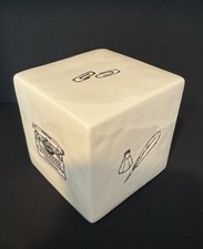 Rae Dunn Magenta M Stamped Desk Cube Paperweight RARE