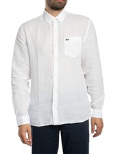 Lacoste Men's Regular Fit Linen Shirt, White