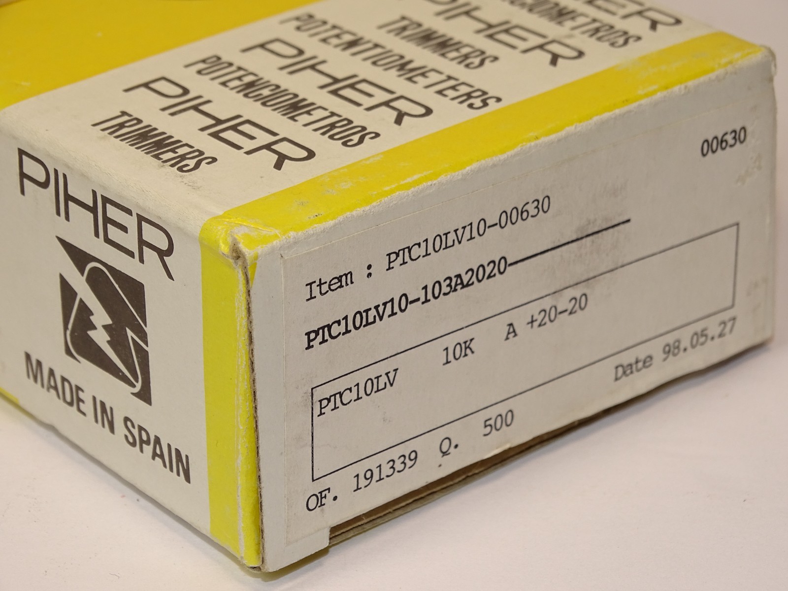 NOS Lot 500 Sealed PIHER Trimmers Potentiometer PTC10LV10-00630  10K  A +20-20