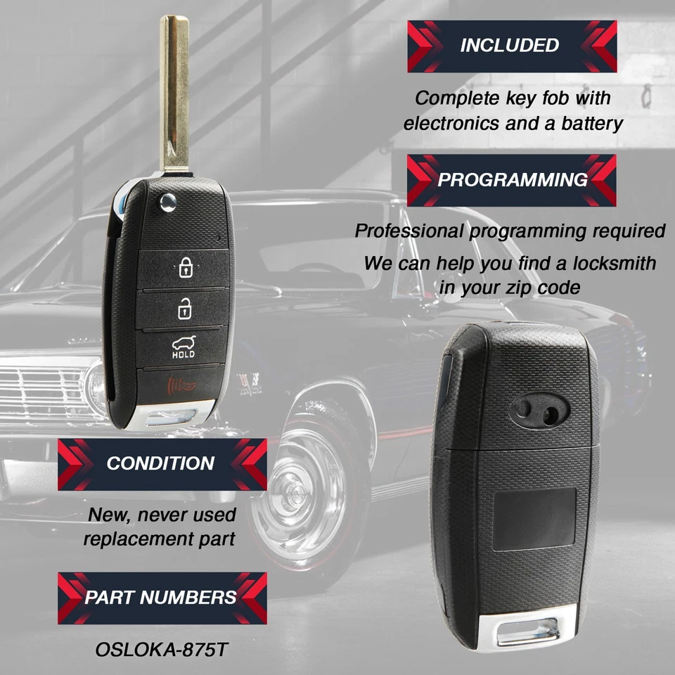 2 Key Fob Remote for 2014 2015 2016 2017 2018 2019 Kia Soul OSLOKA-875T Foto 4 de 4