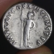 Emperor Domitian Silver Coin Minerva Goddess of Wisdom 95AD Imperial Rome