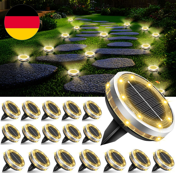 18 StüCk IP65 Solar Bodenleuchte Aussen, Upgraded Oben 8 StüCk + Seitliche 4 Stü-image