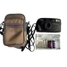 1990s Canon Sure Shot 35mm Film Camera 28/48mm Lens TESTED Manual Battery Case