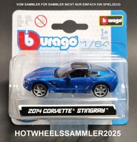"Bburago 1/64 \"2014 Corvette Stingray\" Farbe Blau Ovp UngeÖFfnete Neuware"
