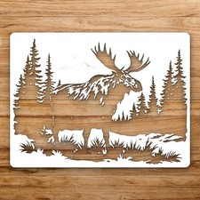 Rustic Moose Al Large Reusable Wall Stencil For Painting DIY Home Decor Template