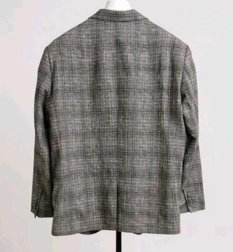 Johnston & Murphy Two Button Wool Linen Beige Plaid Dress Blazer Sport Coat! XL - Picture 3 of 9