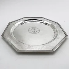 Unusual Ecclesiastical Church Sterling Silver Salver 1936 London