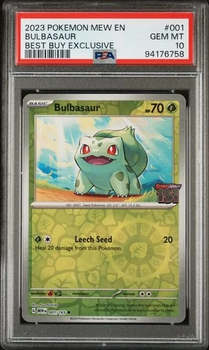 PSA 10 GEM MINT Bulbasaur Best Buy Exclusive Promo Reverse 151 Pokemon 001/165