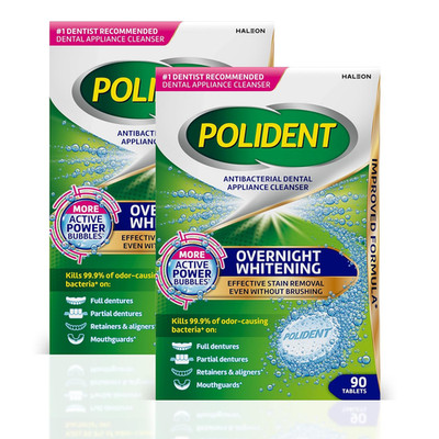 Overnight Whitening Antibacterial Dental Appliance Cleanser Tablets, 90 Count (2