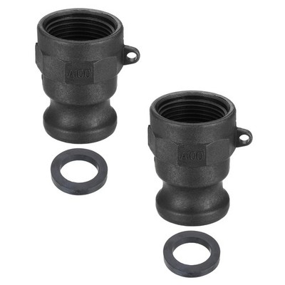 1'' Aluminum Cam and Groove Fitting, 2 Pcs Dust Plug Male Adapters, Black