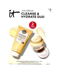 IT COSMETICS YOUR ULTIMATE CLEANSE & HYDRATE CLEANSER + CREAM DUO FULL SIZE NEW!