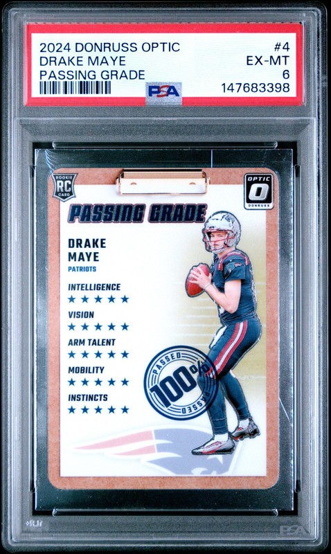 147683398 Drake Maye 2024 Panini Donruss Optic #4 Passing Grade Rookie RC PSA 6