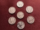 Mercury Dimes Lot of Seven 90% Silver Ungraded