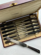 12  COUTEAUX ANCIENS "SAUZEDDE DAIGUEBONNE" - manche en corne - 25 cm