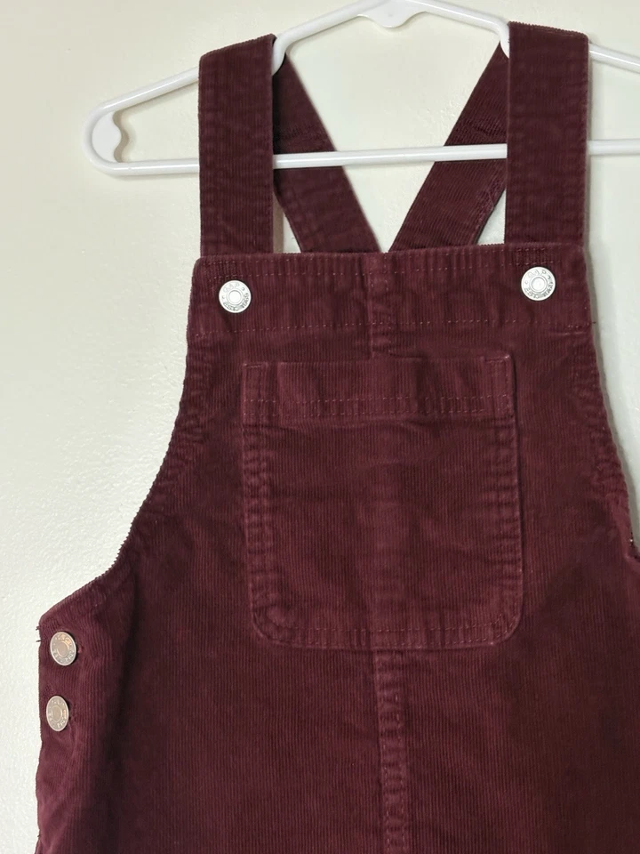GAP Kids Burgundy Corduroy Jumper Bib Overall Dress Size 6/6x Holiday - Image 3 of 4