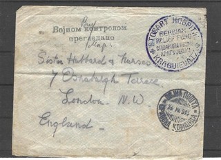 SERBIA 1915 WW1 COVER FROM STOBART HOSPITAL TO LONDON SEE