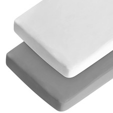 Crib Sheets Boy Girl, 2 Pack Baby for Standard Crib, Grey White