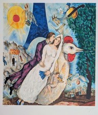 Chagall, Marc (1887 Witebsk – 1985 Paris)  „Les mariés de la tour Eiffel“ sign.