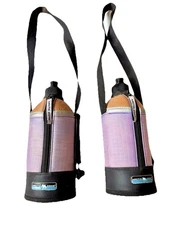 Set (2) Vintage Reusable Insulated Water Bottle w/ Holder-unique Cool Coloring!