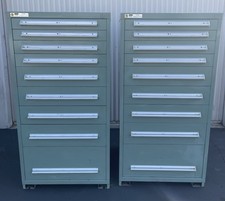 2 Stanley Vidmar 9-Drawer Tool Storage Cabinets 30" W x 27-3/4" D x 59-1/4”T