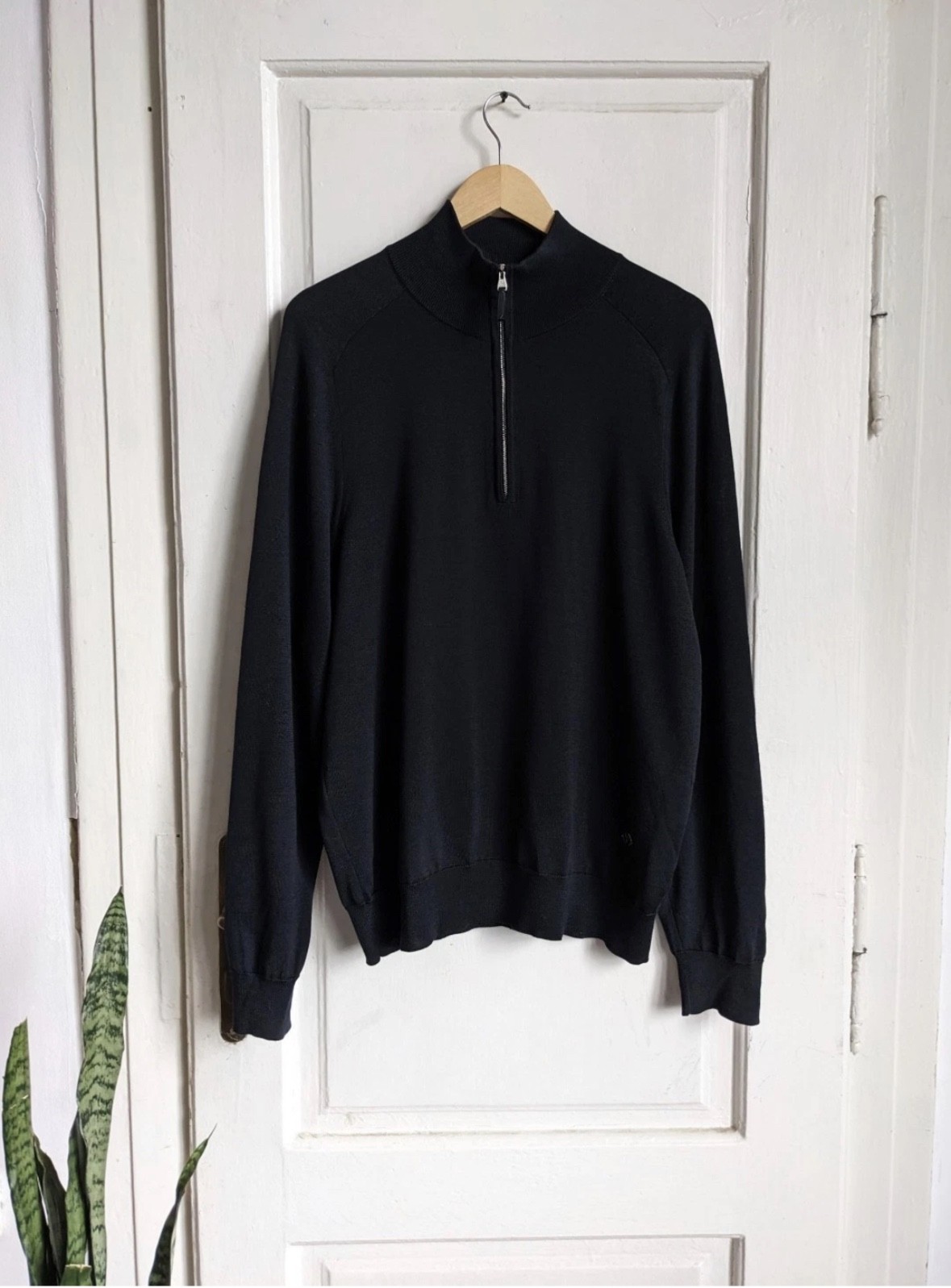 Louis Vuitton Mens Half Zip Black Wool Jumper made in Italy image 2