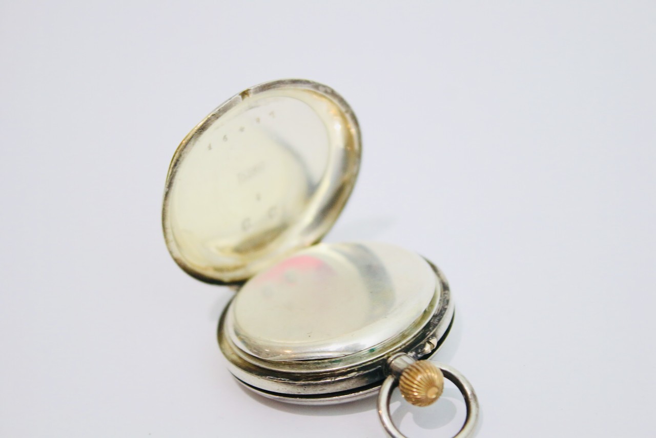 Sterling solid silver half hunter pocket watch sp… - image 15