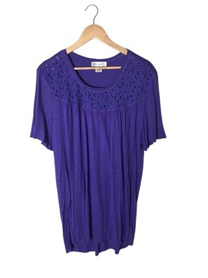 Ulla Popken Top Women's Size 16 / 18 Purple Lace Trim A Line Fit