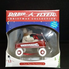 Radio Flyer Christmas Collection Tabletop Ornament Classic Wagon W Teddy Bear 