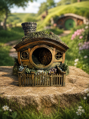 Halfling Hut Dice Tower Würfelturm DnD Fantasy 3D Druck Hütte Zaun