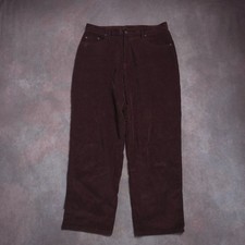 LL Bean Pants Corduroy Baggy Taper High Waist Womens 16 Petite
