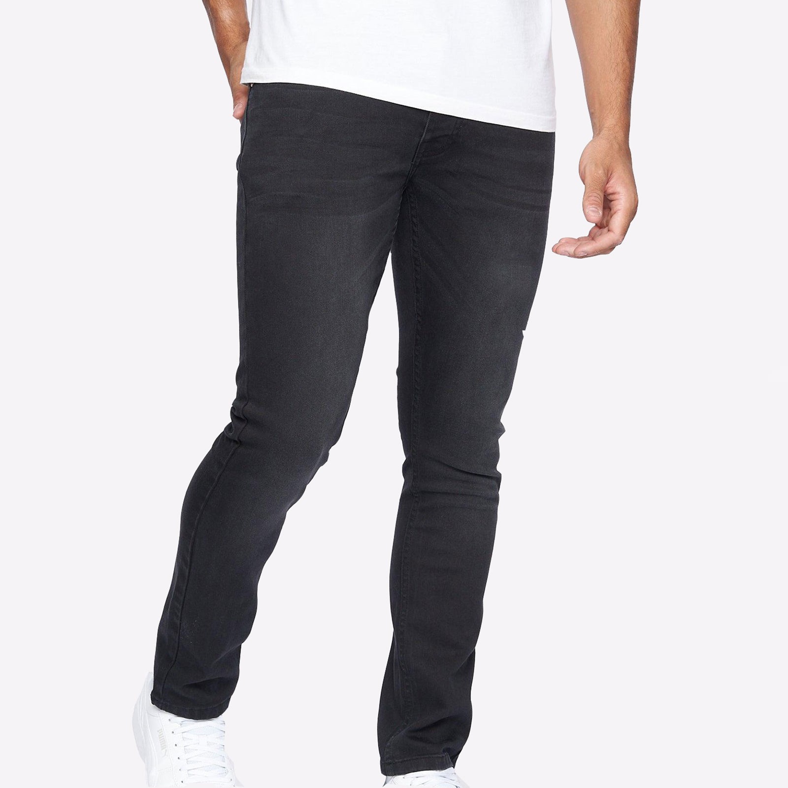 Crosshatch Buraca Mens Classic Fashion Denim Slim Fit Jeans Black Wash