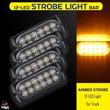 4pcs Amber 12 Led Car Truck Emergency Warning Caution Hazard Flash Strobe Light