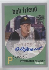 2018 Topps Archives Fan Favorites 1959 Design Silver 28/99 Bob Friend Auto 0y55
