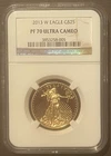2013-W $25 GOLD Eagle Half Ounce 1/2 oz. NGC PF70 Ultra Cameo Bullion : 10227