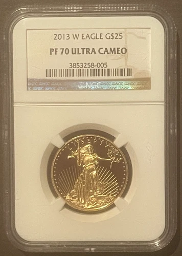2013-W $25 GOLD Eagle Half Ounce 1/2 oz. NGC PF70 Ultra Cameo Bullion : 10227