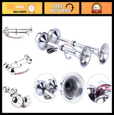 12V Marine Boat Horn 125dB Stainless Steel Dual Trumpet for Truck RV Trailer - L