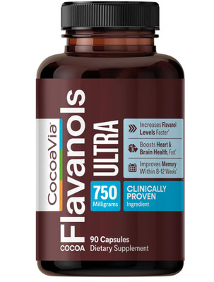 CocoaVia Memory+ Brain Supplement, 750mg Cocoa Flavanols, 30-Day