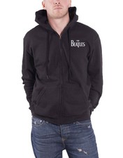 The Beatles Hoodie Drop T Band Logo new Official Mens Black Zipped