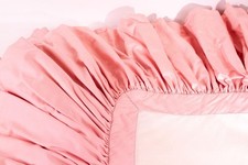 King Size Bed Skirt Custom Salmon Pink Cotton Ruffle 11.5 Drop Lined Dust Ruffle