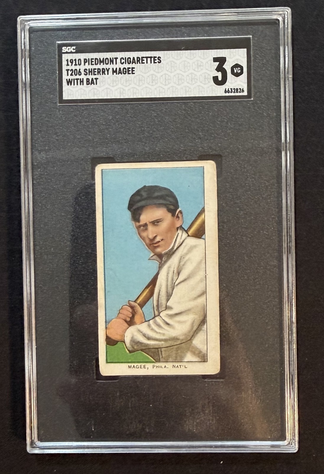 1909-11 T206 - Sherry Magee With Bat Piedmont Back (RC) SGC 3