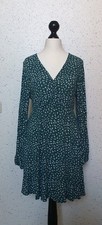 Stradivarius Jerseykleid Kleid Hippie Boho Vintage Look grün weiß  Gr.36/38 M