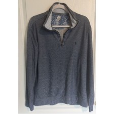 Izod Saltwater 1/4 Zip Blue Heather Sweatshirt Embroidered Logo Mock Neck Large