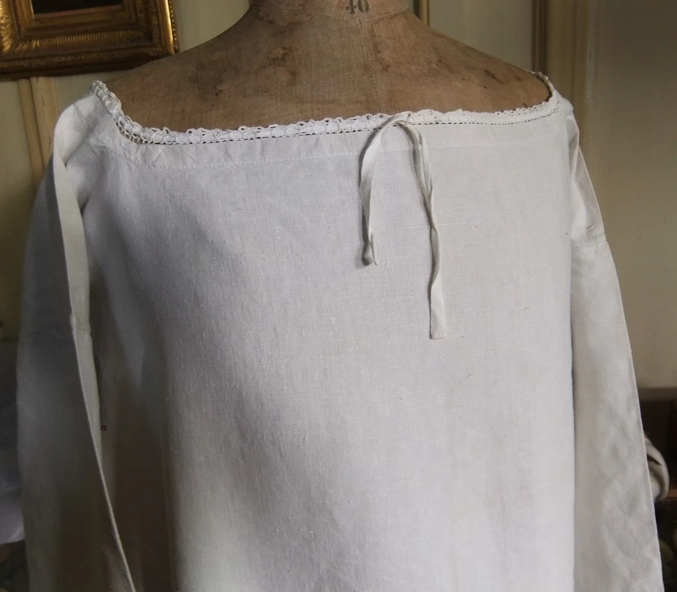 Chemise de nuit dame vintage manches 3/4 en lin - Photo 3/4