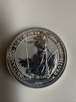 2021年　ブリタニア銀貨 1oz .999 Fine Silver Coin 2021 Great Britain 1/4 oz Silver Britannia (BU) ~ PREMIUM