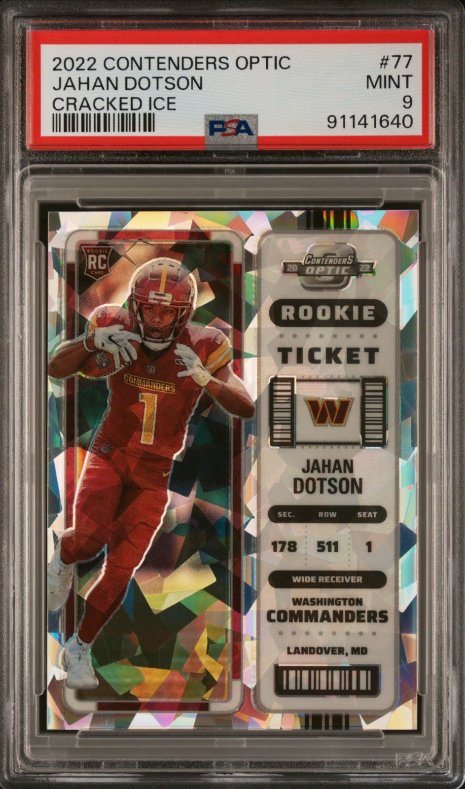 2022 Panini Contenders Optic Rookie Ticket Jahan Dotson #77 /22 (RC)