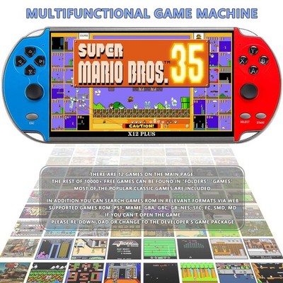 X12 Plus 7 '' Handheld Spielkonsole 1000 Spiele Video Consoles Spielkonsole 16GB